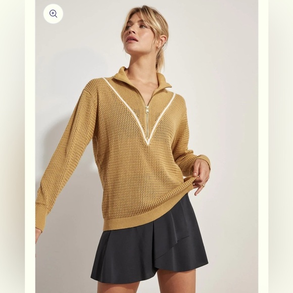 Varley Sweaters - VARLEY Calva Knit Half Zip Sweater Prairie Sand Size Large